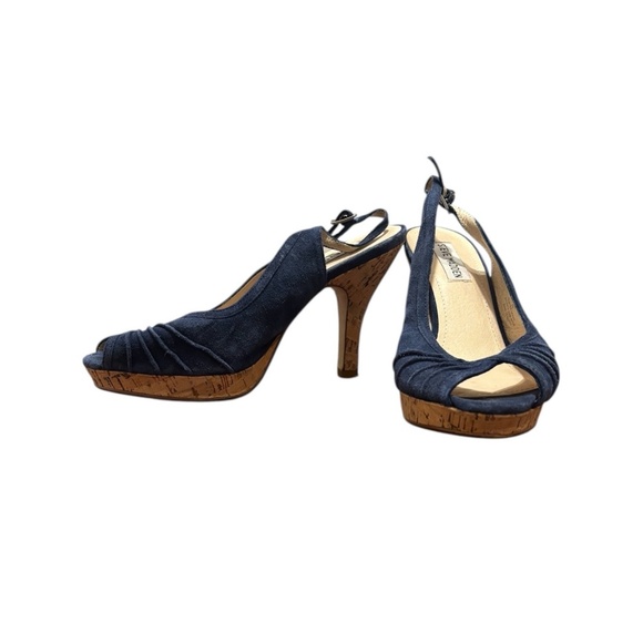 Steve Madden Pursue Suede Leather Slingback Heels in Blue Size 8 - Picture 1 of 12
